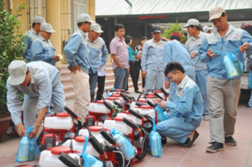 TTYT Dự phòng Hà Nội chuẩn bị 112 máy phun hóa chất phục vụ công tác phòng chống dịch bệnh sốt xuất huyết (Ảnh: Sở Y tế Hà Nội)